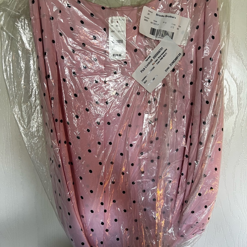 Brooks Brothers Pink Dress with Black Polka Dots